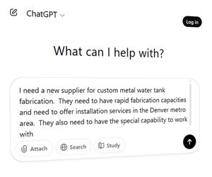 Chat GPT looking for supplier AI search optimization
